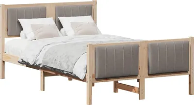 Produktbild von Bettgestell Braun und Taupe 120 x 190 cm Massivholz Kiefer