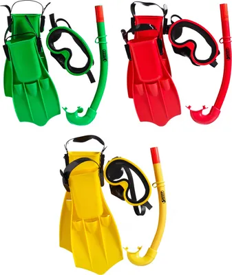 Produktbild von Best Sporting Tauchset Guppy, bestehend aus Flossen, Schnorchen und Taucherbrille, Größe 27-30 oder 31-34, gelb, grün oder rot, Farbe:rot, Größe:31 - 34