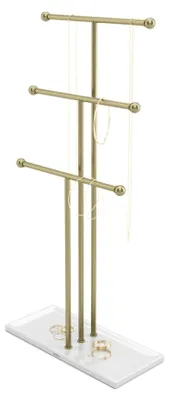 Image de Umbra Arbre à bijoux Trigem, support à bijoux, acier, blanc / laiton, 48 cm, 1017310-524