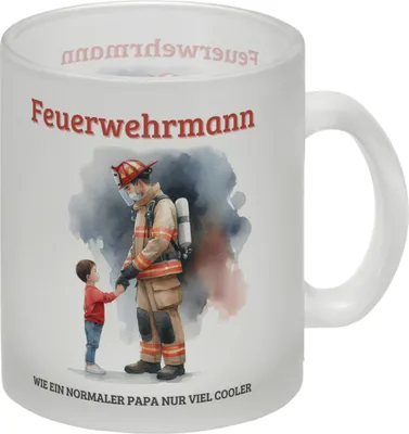 Produktbild von Feuerwehrmann mit Sohn Glas Tasse