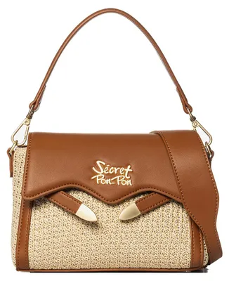 Image de Sac bandoulière pour femmes, beige et noir, avec fermeture magnétique et bandoulière réglable