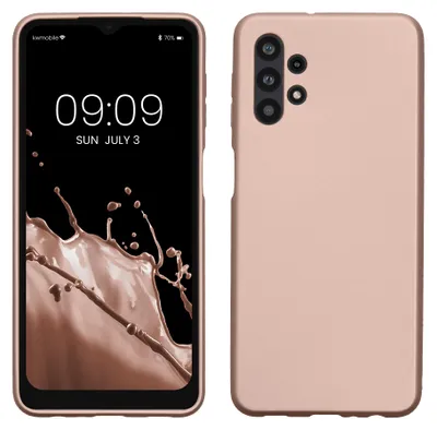 Produktbild von kwmobile Handyhülle für Samsung Galaxy A32 5G Hülle - Silikon Case metallisch schimmernd - Schutzhülle Cover - Metallic Rosegold