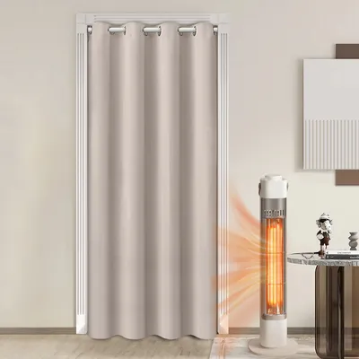 Produktbild von Türvorhang Blickdicht Kälteschutz Verdunkelung Vorhang mit Ösen Raumteiler-Vorhänge für Schlafzimmer Wohnzimmer, Beige, B132xH203cm