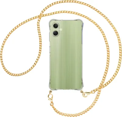 Produktbild von Handykette Backcover-Schutzhülle mit Band (Metall goldfarben) für Samsung Galaxy A06 4G - goldfarbene Kette