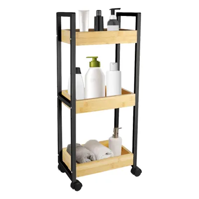 Image de chariot de service à 3 niveaux Chariot polyvalent Chariot avec roulettes Chariot de cuisine 36.3x20x80cm