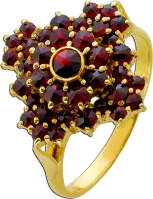 Produktbild von Granat Ring Gold 585 14K rubinrote Granat Edelsteine 1.1ct Antikschmuck 19