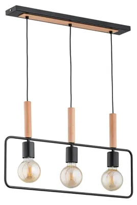 Zdjęcie produktu dla Lampa wisząca ramka TRAPER czarna 3xE27x15W metal wym:90x66x8cm IP20 Alfa