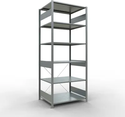 Produktbild von Schulte Fachbodenregal MULTIplus150 Stecksystem | Grundregal | HxBxT 250x100x80cm | 6 Ebenen | Fachlast 150kg | Verzinkt