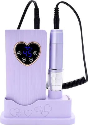 Obrázok produktu pre ZELURXX Elektrická fréza na nechty 45000 ot./min, prenosná, akumulátorová, LED dotyková, 4-stupňové nastavenie, tichá, manikúra, pedikúra, leštenie, 3 bitové nástavce, fialová