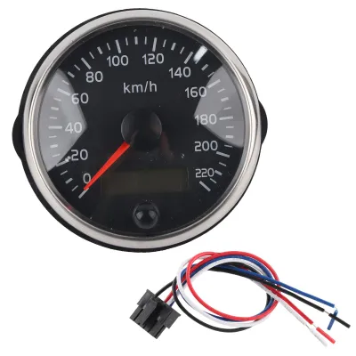 Obrázek produktu pro 85mm tachometr LCD nastavitelný 220KM/H pro 12V/24V motor nákladního automobilu a lodi