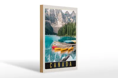Produktbild von Holzschild Reise 20x30cm Kanada Europa Meer Gebirge Boot