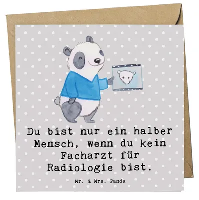 Produktbild von Mr. & Mrs. Panda Grußkarte Facharzt für Radiologie Herz - Grau Pastell - Geschenk, anlasskarte, doppelkarte, faltkarte, Glückwunschkarte, Klappkarte