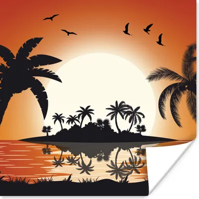 Produktbild von MuchoWow® Poster Sonne - Insel - Meer 50x50 cm - Wohnzimmerdekoration
