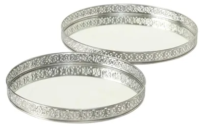 Produktbild von Dekotablett Suin Eisen silber Ø 26/30 cm 2er Set