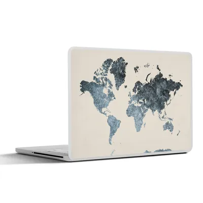 Produktbild von MuchoWow® Laptop Aufkleber Sticker Cover Weltkarte - Schwarz - Silber 30x21 cm - Sticker für Laptop - Selbstklebend