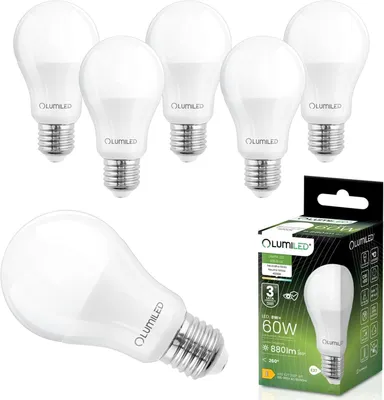 Produktbild von LUMILED LED Lampe 6 Stück Set E27 A60 8W ersetzt 60W 880lm 4000K Neutralweiß 230V 260° Abstrahlwinkel Nicht Dimmbar Innenbeleuchtung Tropfen Lichtquelle Energiesparlampe