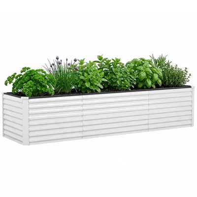 Produktbild von Balconera Hochbeet 240x90x70cm, Gartenbeet verzinkte Hochbeet, Pflanzgefäße stabil, Silber