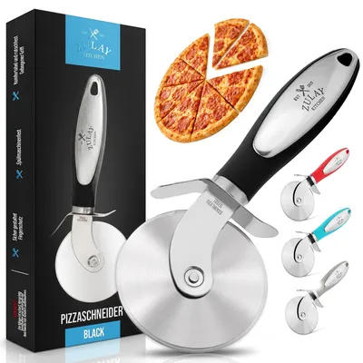 Produktbild von Pizzaschneider aus Edelstahl - Mit scharfer Klinge und Fingerschutz - Pizzarad Ø 7,6 cm - Silber