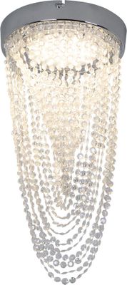 LED Deckenleuchte, Chrom, Kristallbehang, H 34 cm