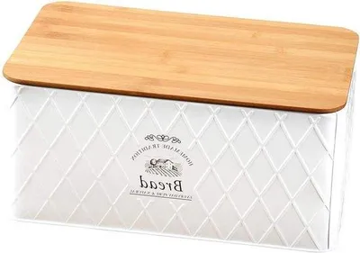 Image de Boîte à pain métallique blanche, grande, 32 x 15 x 21 cm