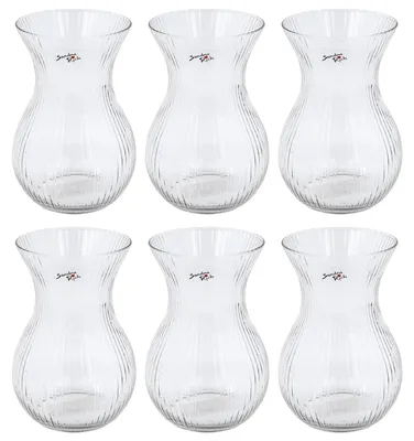 Produktbild von Glasvase „Stripes“ 6er Set 18 x 12cm – Blumenvase aus Glas - 6 Stück