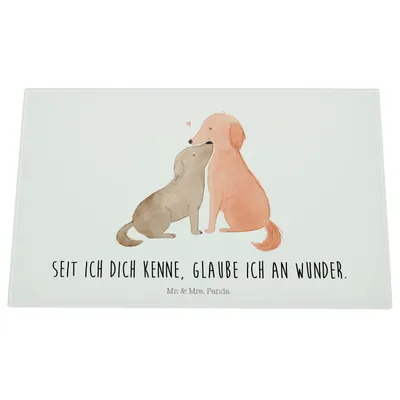Produktbild von Mr. & Mrs. Panda Schneidebrett Glas Hunde Liebe - Weiß - Geschenk, Vertrauen, schneidbrett, Hackbrett, Sprüche, Optimitisch, Schneideplatte, Herz, Hundespruch, Hund