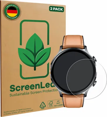 Produktbild von 2x ScreenLeaf Schutzfolie für NONGAMX Smartwatch 1.39" nachhaltiger Displayschutz Display Schutz Folie Klar Transparent