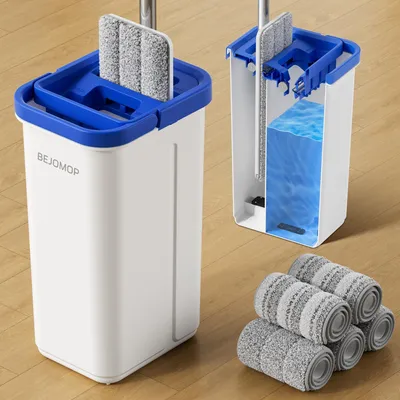 Productafbeelding van Solidchoice - Mop en Emmer Set met Wringer en Microvezeldweilen