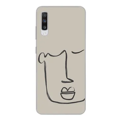 Produktbild von MuchoWow® Handyhülle Schutzhülle Hülle für Samsung Galaxy A70 Gesicht - Abstrakt - Strichzeichnung Silikon Softcase Handy Hülle - Schutzhaube