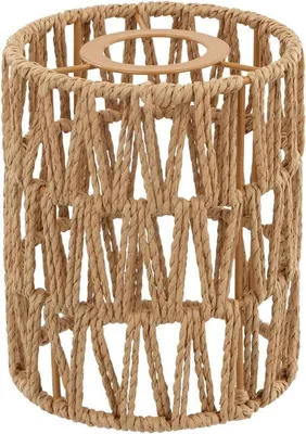 Zdjęcie produktu dla Abażur z rattanu - Lampa w stylu latarni - Ozdarzeniowe oświetlenie - Naturalny styl boho - Średnica 12 cm - Drewno