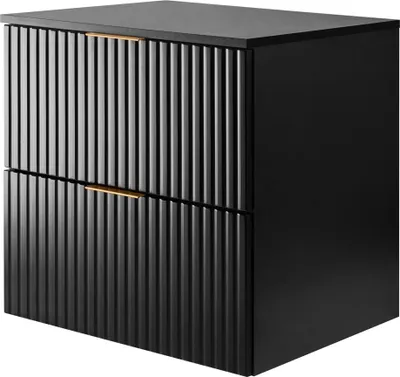 Productafbeelding van Badkamerkast, zwart met gouden handgrepen / met bovenblad, breedte 60 cm
