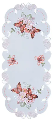 Produktbild von Tischwäsche mit Lochstickerei und Stickerei Schmetterling 30 x 70 cm oval