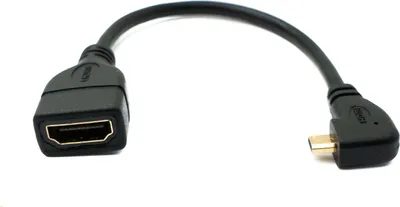 Produktbild von SYSTEM-S Winkelstecker Micro-HDMI Male auf Standard HDMI Female Kabel gewinkelt