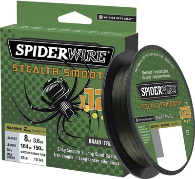 Immagine prodotto di SPIDERWIRE Stealth Smooth, 150m, 0,07mm, 6kg / 13,23lbs, verde muschio, filo da pesca intrecciato, 1507351