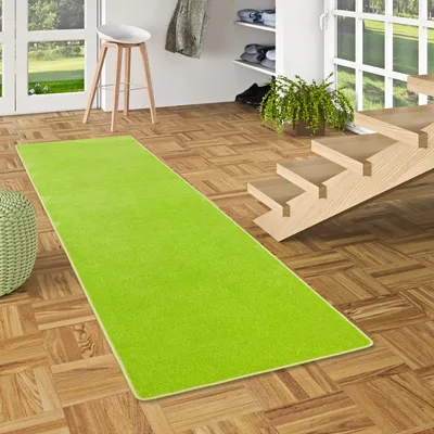 Produktbild von Velours Läufer Teppich Joy Grasgrün, Größe:80x320 cm