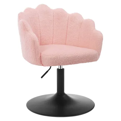 Produktbild von WOLTU Schminkstuhl, mit Lehne, Blumenform, höhenverstellbar drehbar, Boucle-Stoff, Metall : Rosa Farbe: Rosa