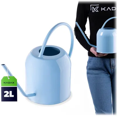 Produktbild von KADAX Gießkanne 2L aus pulverbeschichtetem Stahl, kleine Blumengießkanne mit langem, präzisem Ausguss für Zimmerpflanzen, Giesskanne aus Metall (Blau)