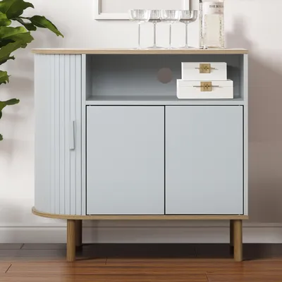 Produktbild von Sideboard Wohnzimmer Grau Holz MDF, mit 2 Türen, B 80 x T 40 x H 76,5 cm