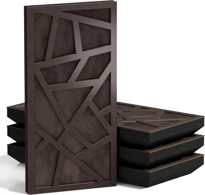 Productafbeelding van Set van 10 smalle akoestische panelen SKYROSS-F, 50x25x5 cm, wenge/bruin