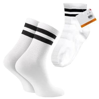 Zdjęcie produktu dla Skarpety wysokie 3 pary 39 44 sportowe unisex damskie męskie białe w paski