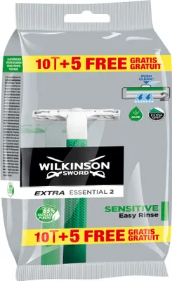 Produktbild von Wilkinson Extra Essential 2 Sensitive Einwegrasierer, 15er Pack