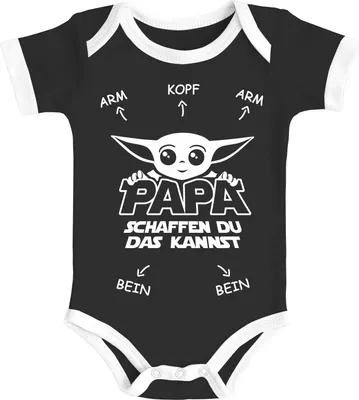 Produktbild von Baby Body mit Spruch Papa du schaffst das lustiges Geschenk für Väter Baumwolle Jungen & Mädchen MoonWorks® schwarz-weiß 12-18 Monate