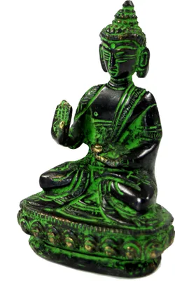 Produktbild von Buddha Statue aus Messing Abhaya Mudra 10 cm - Modell 15, Grün, Buddhas