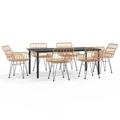 Obrázok produktu pre vidaXL 7-dielny záhradný jedálenský set Poly ratan