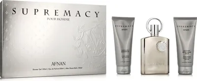 Imagen del producto de Supremacy Silver: set de agua de colonia spray (100 ml) + gel de ducha (100 ml) + bálsamo después del afeitado (100 ml)
