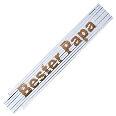 Produktbild von TE-Trend Zollstock Maßstab Holzgliedermasstab Laser Gravur Spruch Vatertag Opa Geburtstag Text Auswahl Spruchartikel Bester Papa weiß