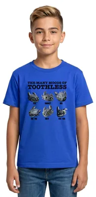 Produktbild von Spreadshirt Drachenzähmen Leicht Gemacht Ohnezahns Stimmungen Teenager T-Shirt, 152/164 (12-14 Jahre), Royalblau