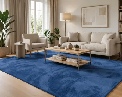 Produktbild von Luxus Super Soft Hochflor Langflor Teppich Melia Dunkelblau, Größe:140x200 cm