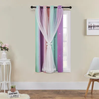 Verdunkelungsvorhang mit Sternen, 132x132 cm, 1 Paneel, Polyester