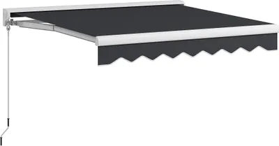 Produktbild von Gelenkarmmarkise 2,5x2m elektrische Markise mit Handkurbel & Fernbedienung Wandmontage Sonnendach aus Aluminium in Grau